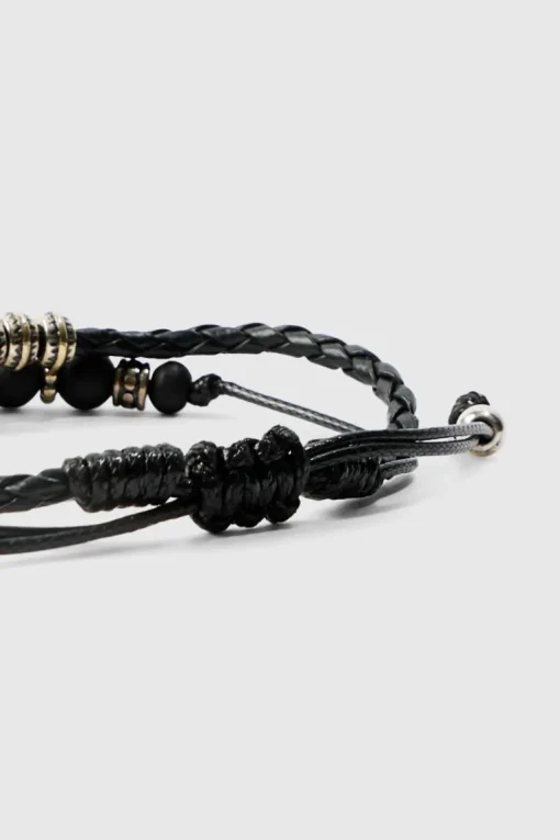 2 Pack Adjustable Cross Pendant Bracelets In Black