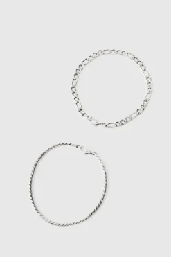2 Pack Chain Bracelets In Silver