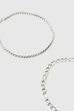 2 Pack Chain Bracelets In Silver