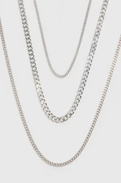 3 Pack Chain Necklace In Silver