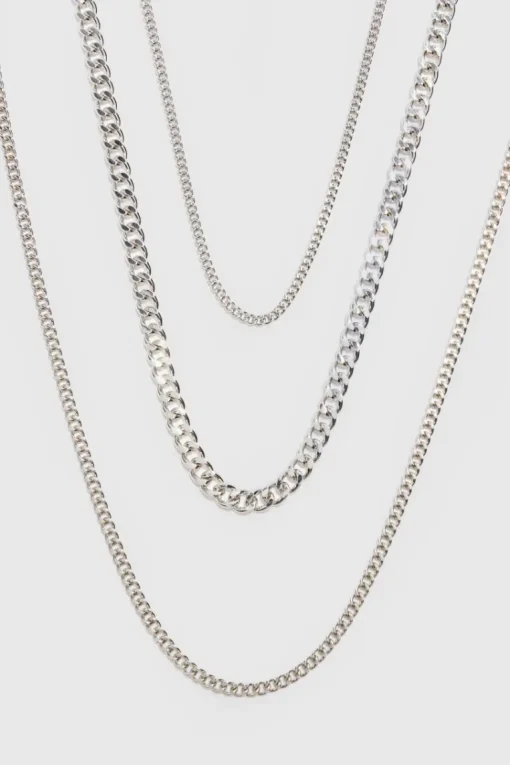 3 Pack Chain Necklace In Silver