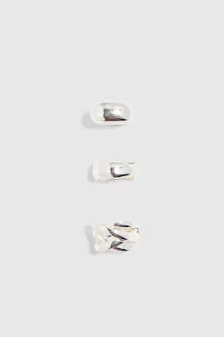 3 Pack Chunky Rings In Silver