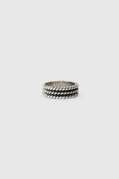 3 Pack Embossed Rings In Silver
