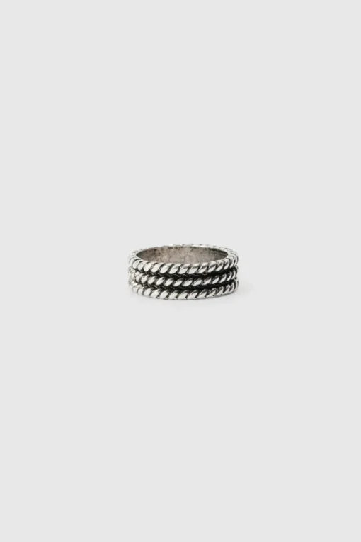 3 Pack Embossed Rings In Silver