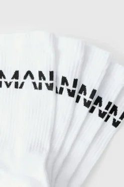 5 Pack MAN Dash Logo Plain Sport Socks
