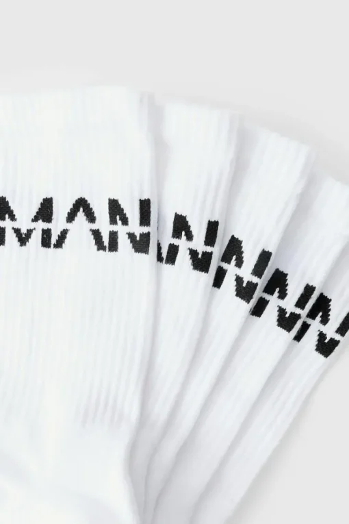 5 Pack MAN Dash Logo Plain Sport Socks