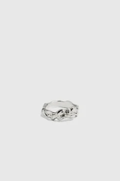 3 Pack Melted Effect Rings In Silver