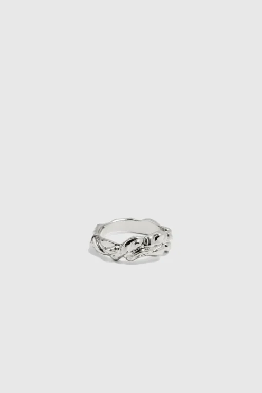 3 Pack Melted Effect Rings In Silver