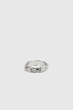 3 Pack Melted Effect Rings In Silver