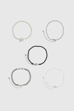 5 Pack Mixed Chain Bracelets
