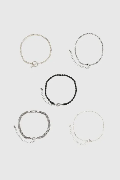 5 Pack Mixed Chain Bracelets