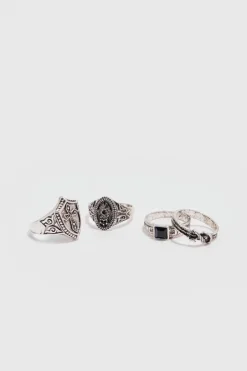 4 Pack Rings in Gunmetal