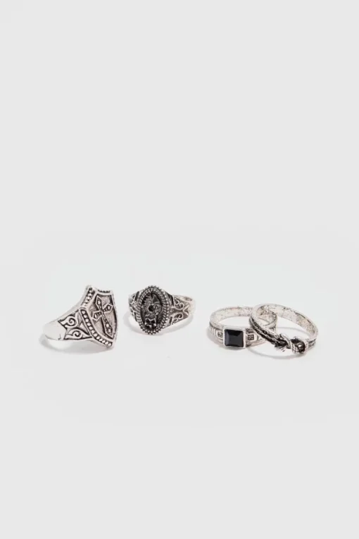 4 Pack Rings in Gunmetal