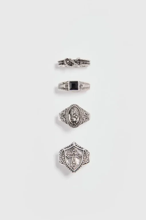 4 Pack Rings in Gunmetal