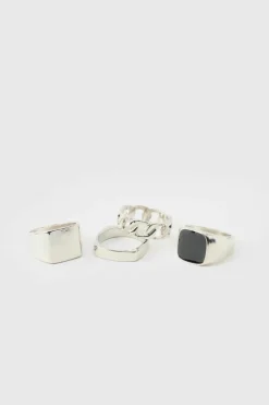 4 Pack Signet Ring Set