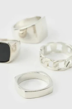 4 Pack Signet Ring Set