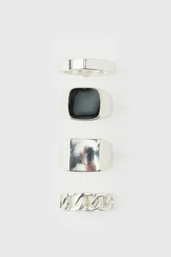 4 Pack Signet Ring Set