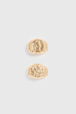 2 Pack Signet Rings In Gold