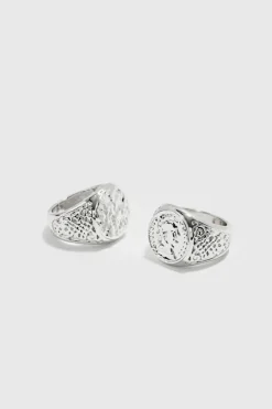 2 Pack Signet Rings In Silver