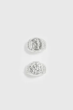 2 Pack Signet Rings In Silver