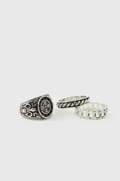 3 Pack Silver Rings