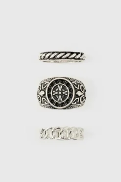 3 Pack Silver Rings