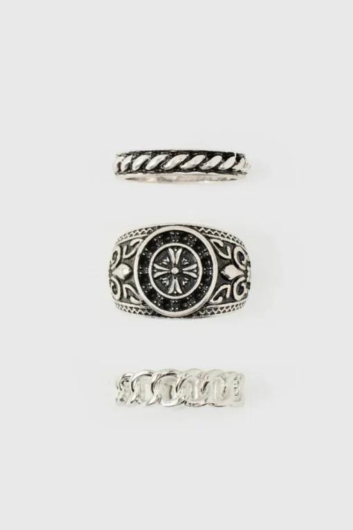 3 Pack Silver Rings