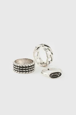 3 Pack Silver Signet Rings