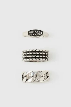 3 Pack Silver Signet Rings