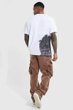 Acid Wash Relaxed Cord Cargo Trouser
