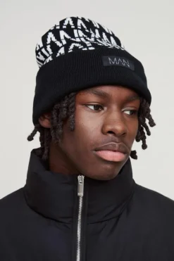 All Over Contrast Man Dash Beanie