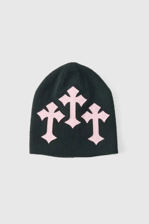 Applique Ribbed Cross Beanie