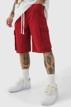 Baggy Fit Elasticated Waist Extended Drawcord Cargo Shorts