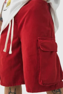 Baggy Fit Elasticated Waist Extended Drawcord Cargo Shorts