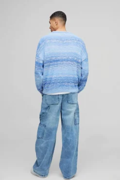 Baggy Rigid Carpenter Crinkle Denim Jeans In Antique Blue