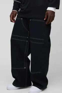 Baggy Twill Contrast Stitch Carpenter Trousers