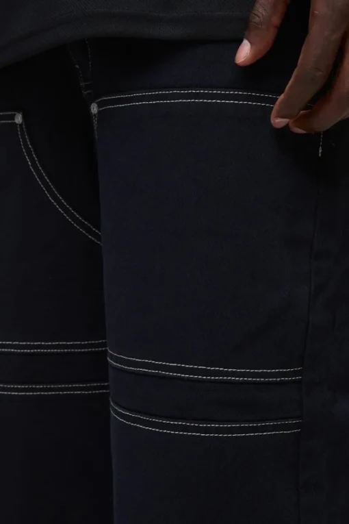 Baggy Twill Contrast Stitch Carpenter Trousers