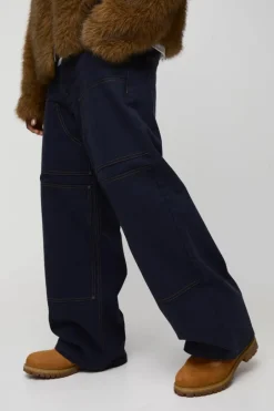 Baggy Twill Contrast Stitch Carpenter Trousers