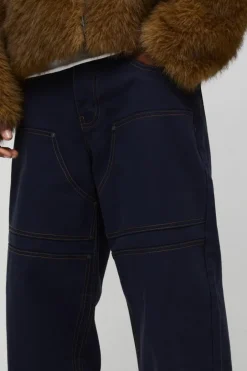Baggy Twill Contrast Stitch Carpenter Trousers
