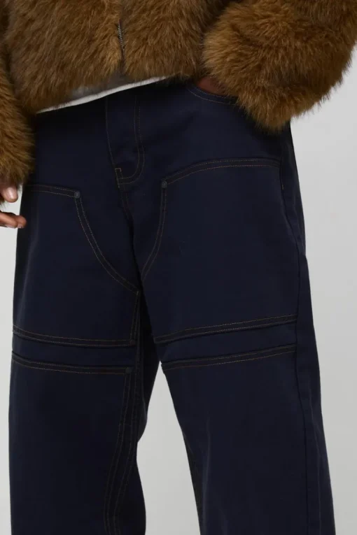 Baggy Twill Contrast Stitch Carpenter Trousers