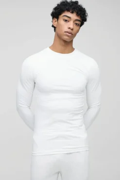 Basic Long Sleeve Muscle Fit Crew Neck T-Shirt