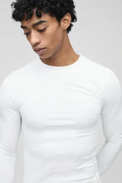 Basic Long Sleeve Muscle Fit Crew Neck T-Shirt