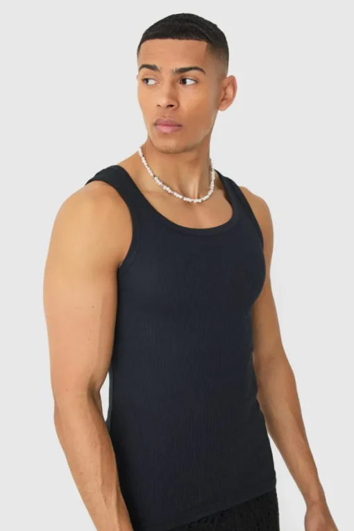Basic Muscle Fit Ribbed Vest