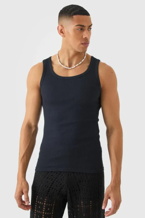 Basic Muscle Fit Ribbed Vest