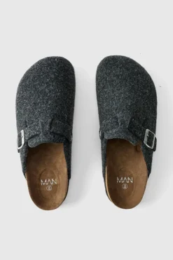Black Felt Mule
