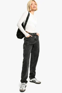 Boohoo Basics High Waisted Straight Leg Jeans