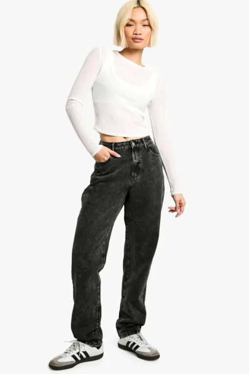 Boohoo Basics High Waisted Straight Leg Jeans