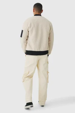 Borg Ma1 Bomber Jacket In Ecru