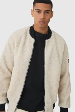 Borg Ma1 Bomber Jacket In Ecru