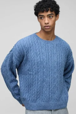 Boucle Cable Knit Boxy Jumper